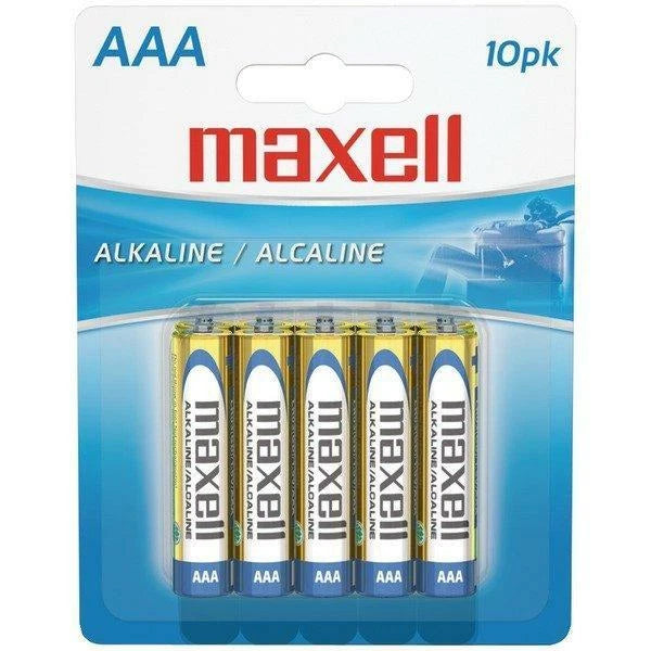 Set of 10 Maxell LR0310BP Alkaline AAA Batteries