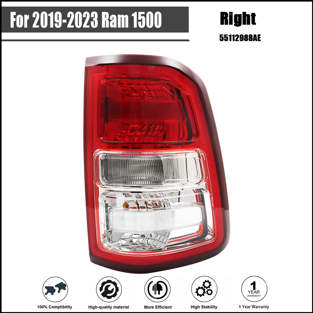 Passenger Side Tail Light with Chrome Bezel for Ram 1500 (2019–2023)