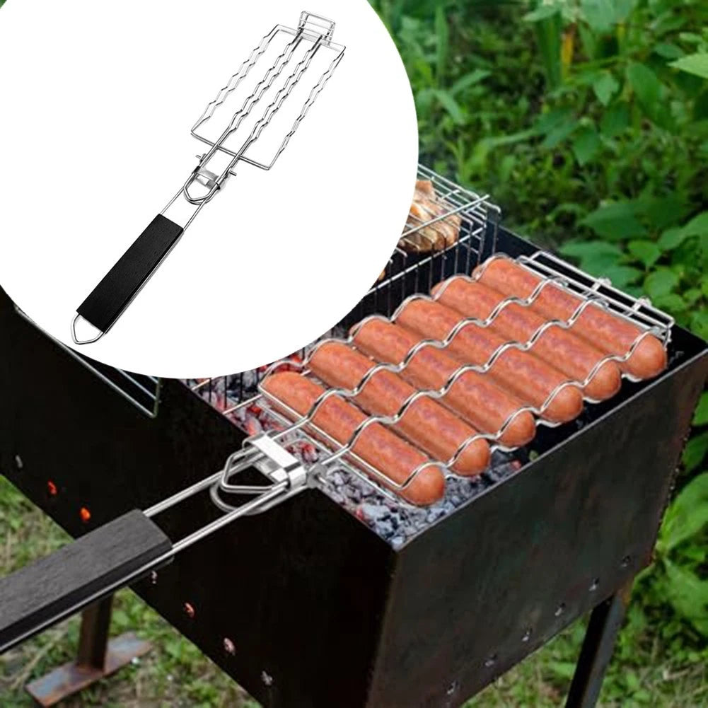 Lightweight Portable BBQ Basket for Grilling Hot Dogs, Vegetables, Fish