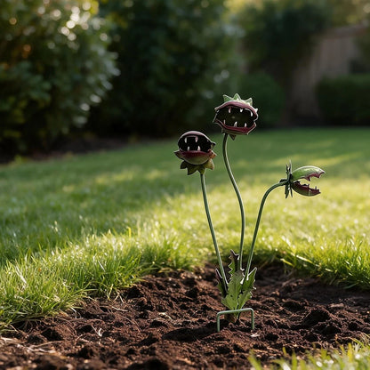 Outdoor Metal Plant Sculpture - Venus Flytrap for Garden Yard