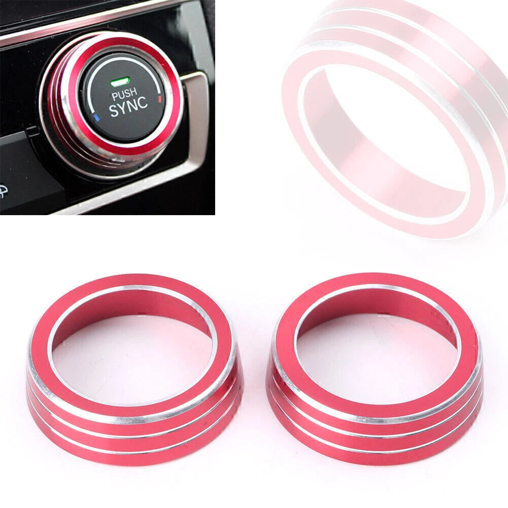 Aluminum Red AC Control Switch Cover Ring for Honda Civic (2016–2017)