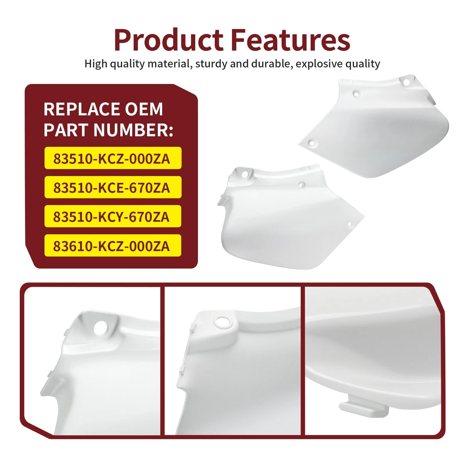 Set of 2 White Side Panels for Honda XR250R XR400R (1996–2004)