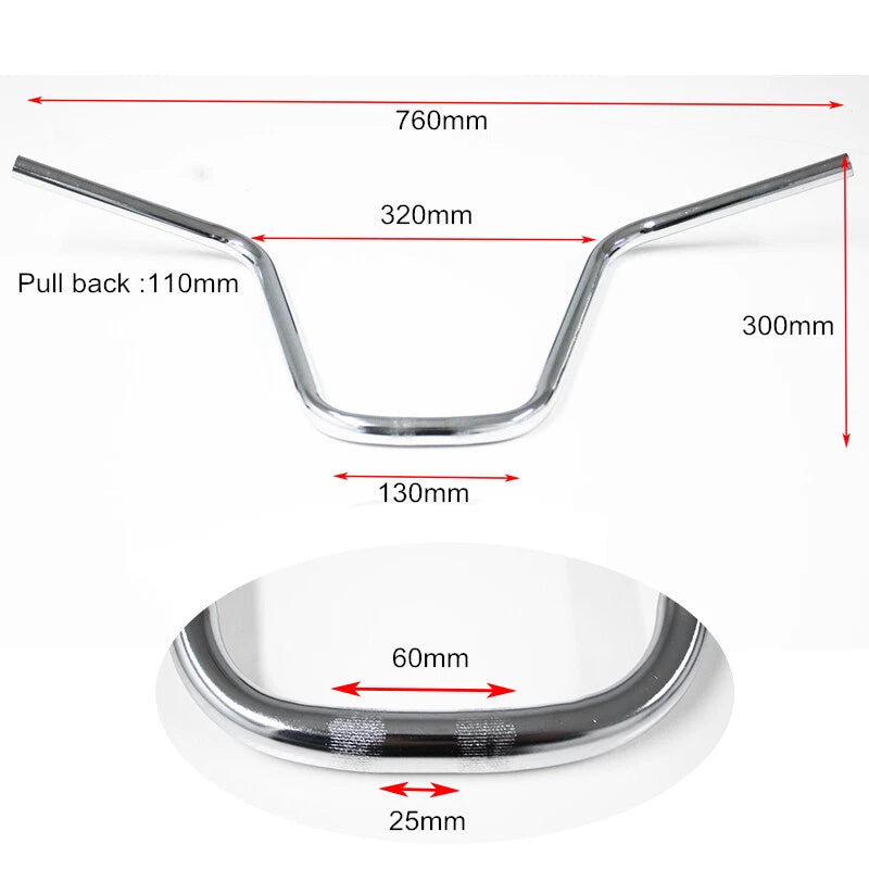 V Shape Handlebar 22mm for Cruiser Chopper Bicycle (Custom)