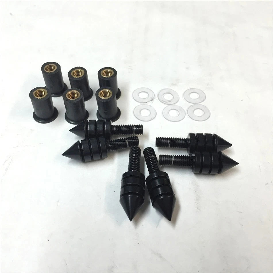 Black Spike Bolt Screws for Windscreen Fairing License Plate Mounting