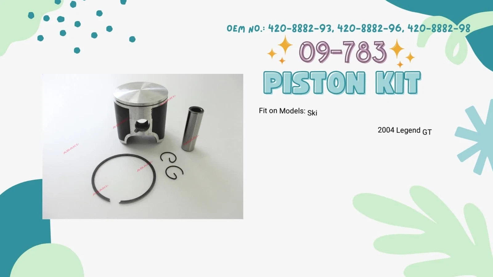 Piston Kit for Ski Doo 700 (09-783, 420-8882-98 STD)