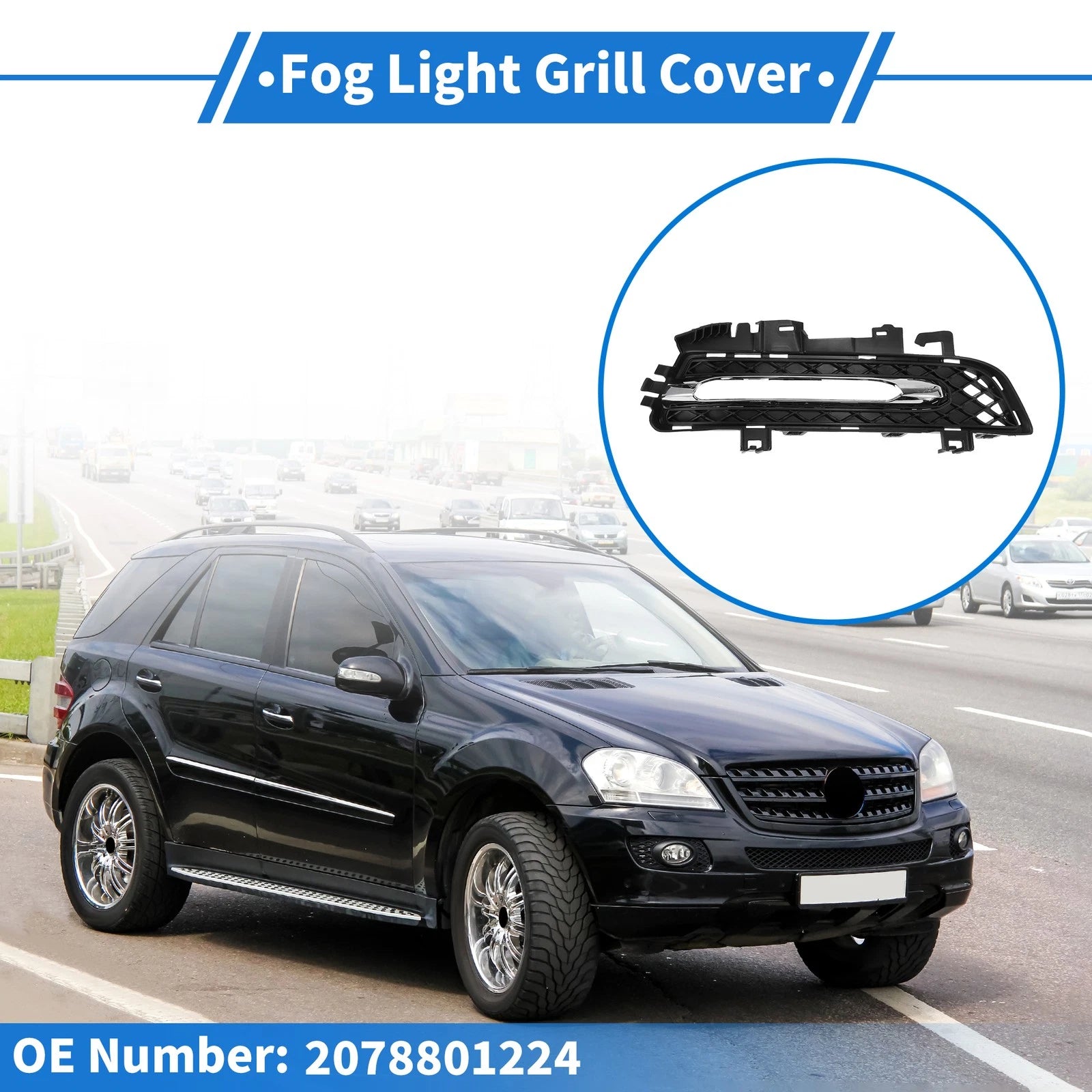 Front Right Fog Light Grill Replacement for Mercedes-Benz C-Class (2008–2015)