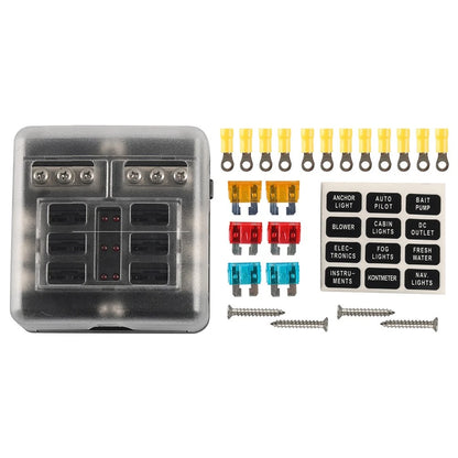 6-Way Fuse Box Holder for Marine (LED Warning Light Cover)