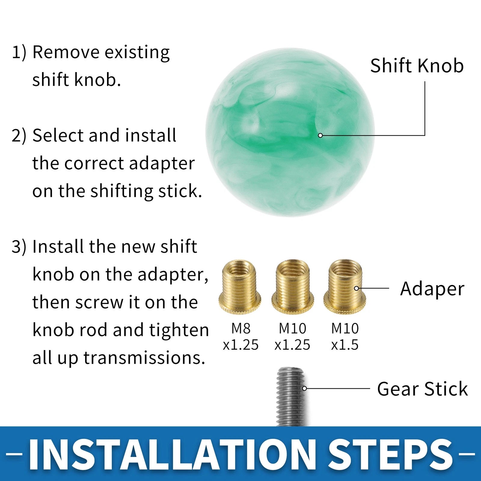Shift Knob Set for Automatic and Manual Transmissions (Acrylic Green White)