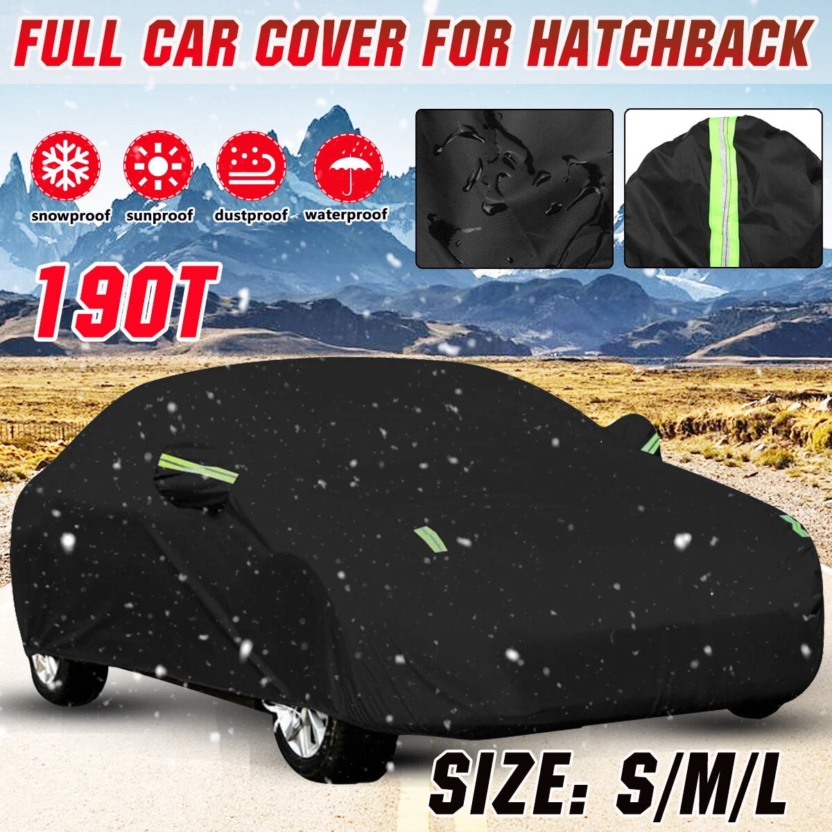 Car Cover for Hatchback (190T, Waterproof, Reflective Strip)