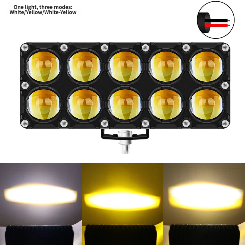 6810LED Dual Color Motorcycle Spot Lights White Yellow 33W Enhanced Visibility