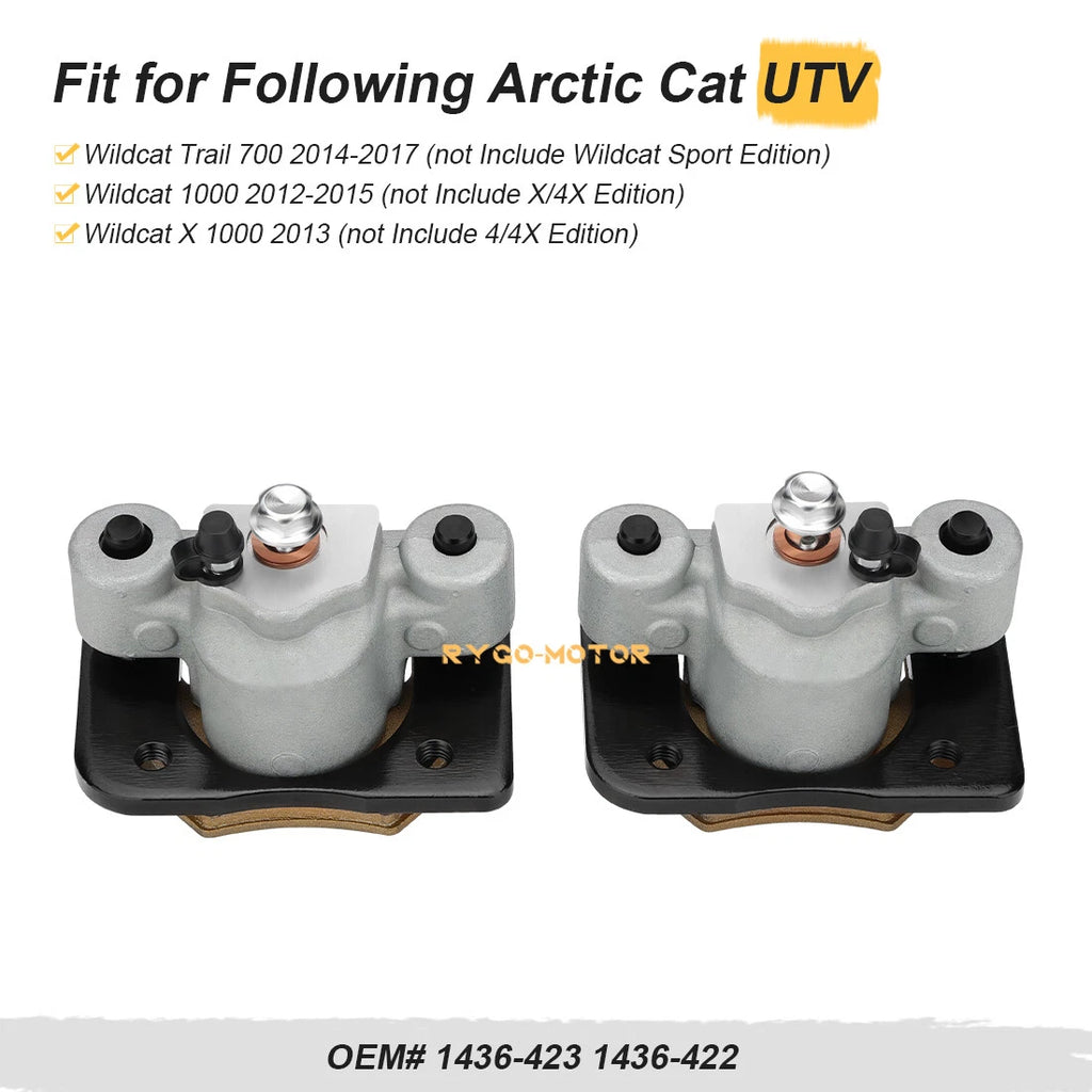 Front & Rear Brake Calipers w/ Pads for Arctic Cat Wildcat Trail 700 (2014–2017)