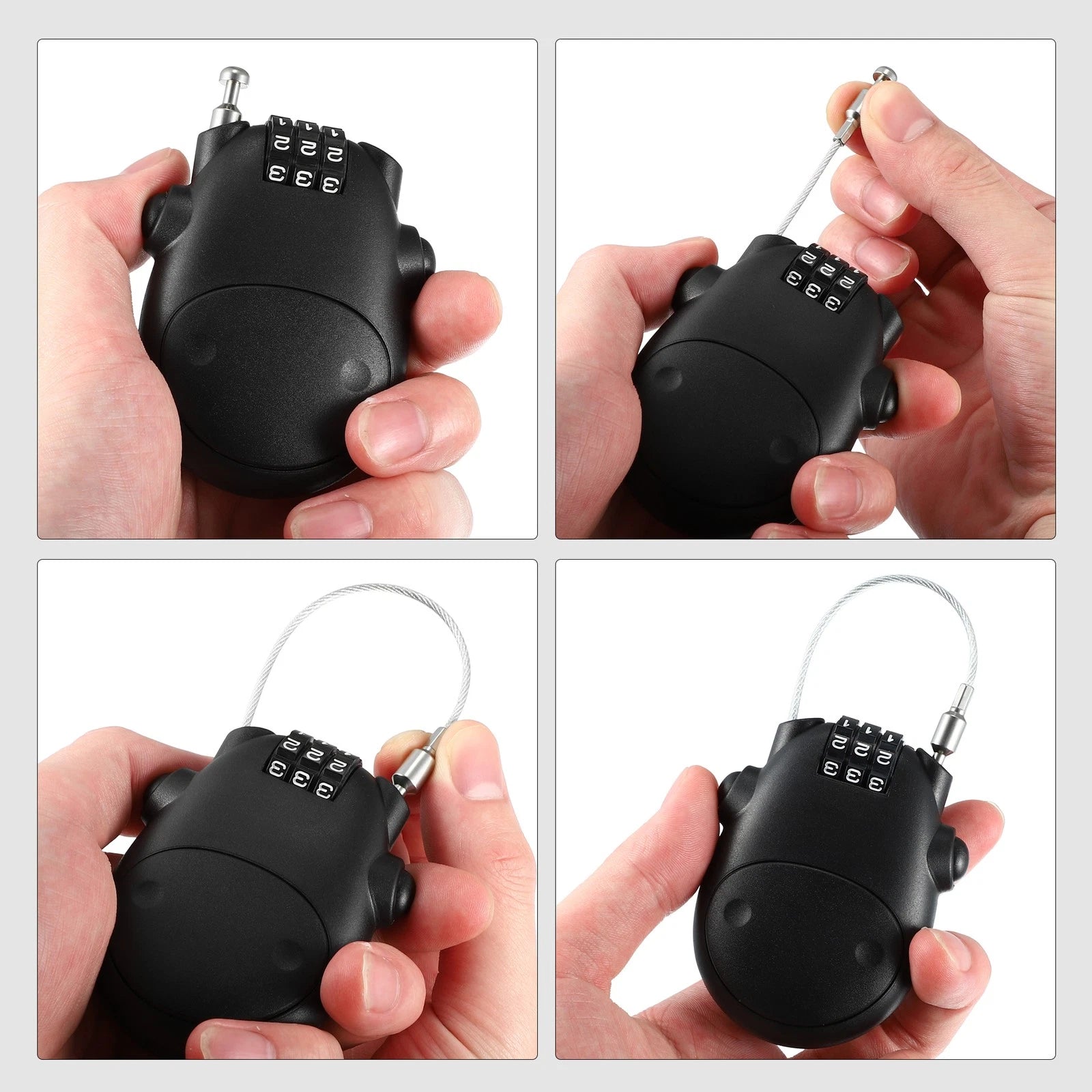 Motorcycle Helmet Lock Portable 3 Digit Resettable for Universal Bikes (—)