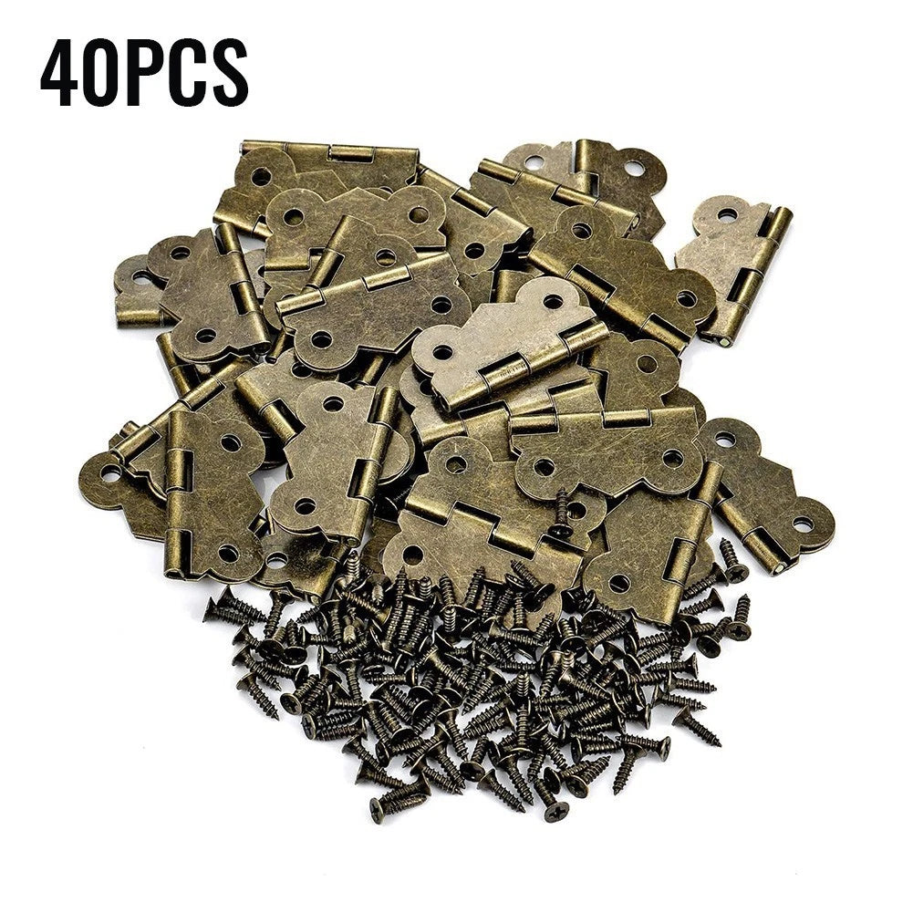 Set of 40 Antique Bronze Butterfly Hinges 20x25mm