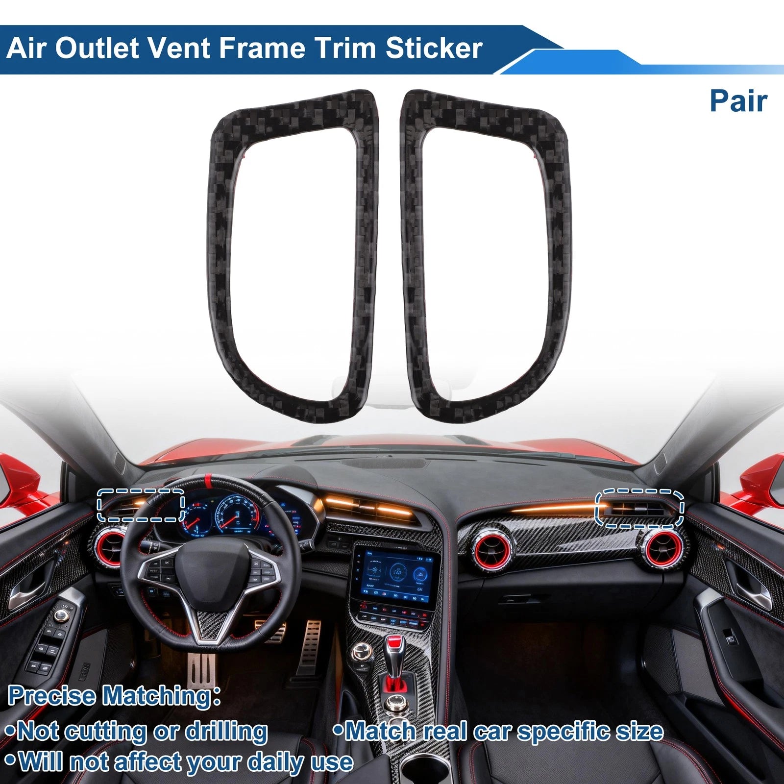 Air Conditioner Outlet Vent Trim Cover Frame for Chevrolet Corvette C8 (2020–2024)