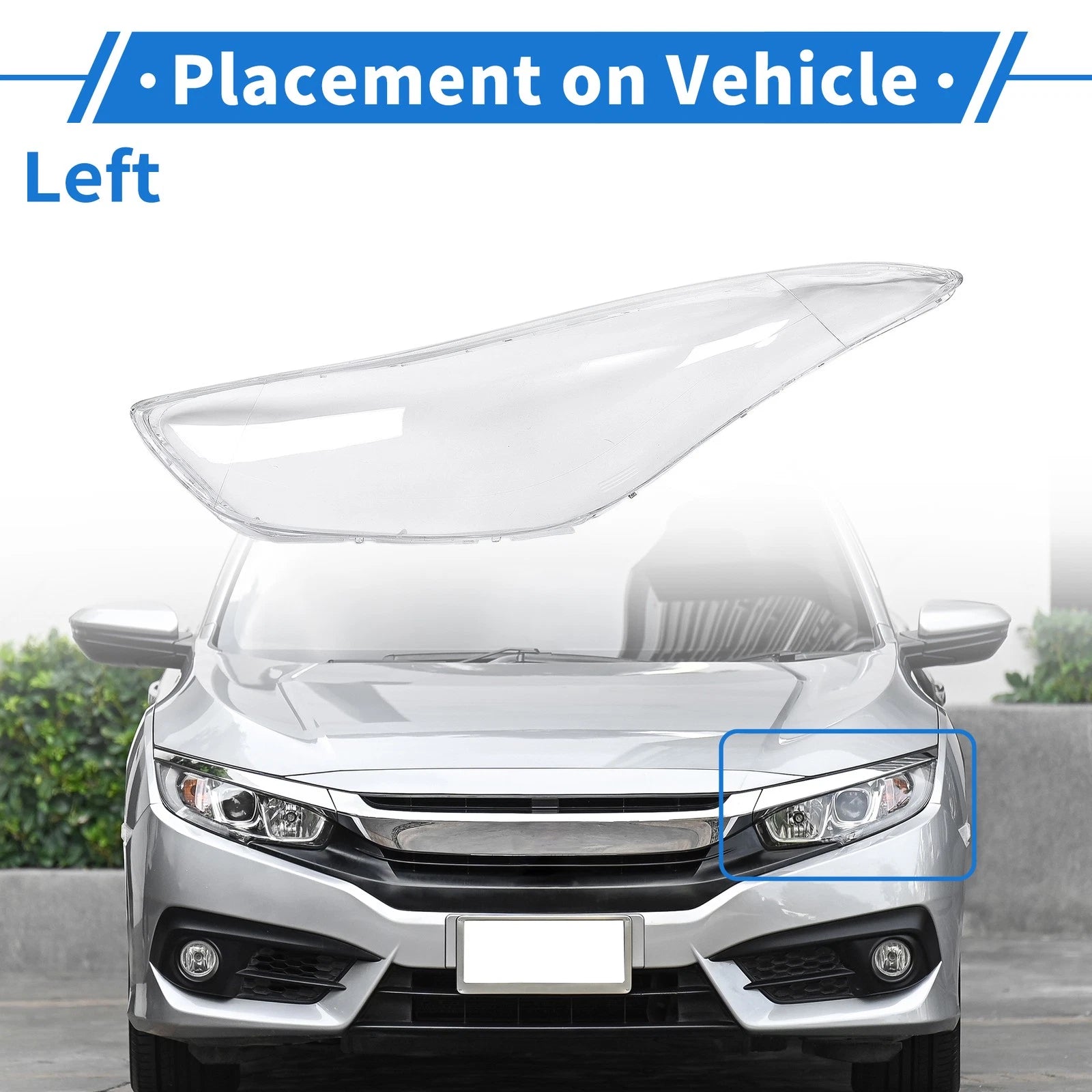 1 Pcs Headlight Lens Cover Front Left Replacement for Hyundai Elantra (2011–2016)