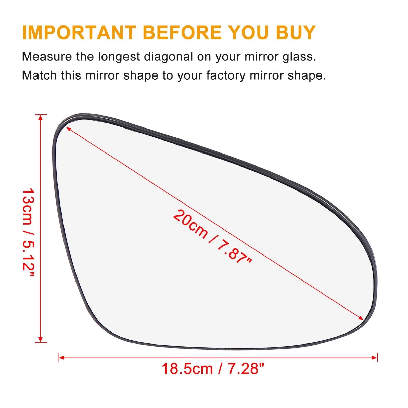 Right Side Heated Mirror Glass with Backing Plate for Toyota Yaris (2012–2020)
