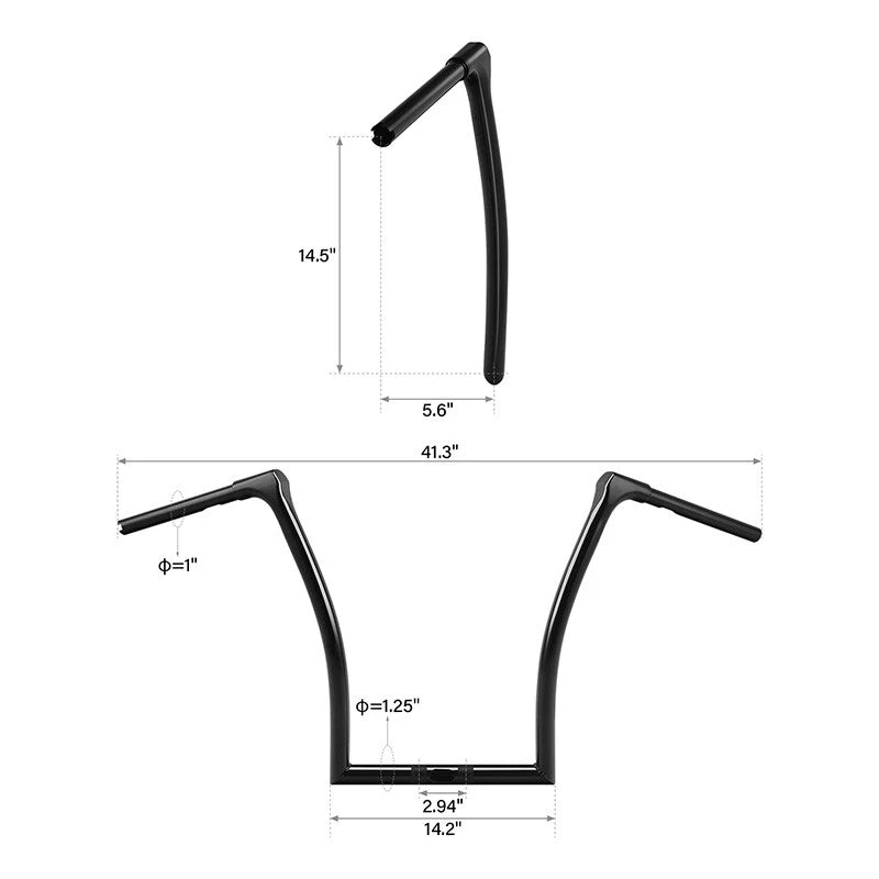 1.25" Rise 14.5" Ape Hanger Handlebar for Harley Touring Road Glide (2015–2024)