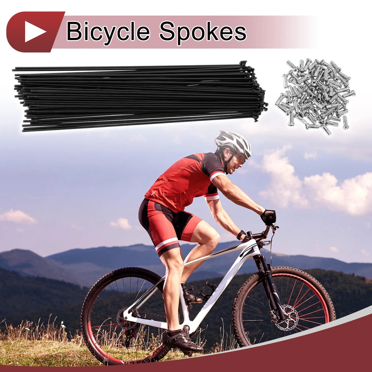 Bicycle Spokes Set for 13G 247mm Carbon Steel Black Bike Wheel (72)