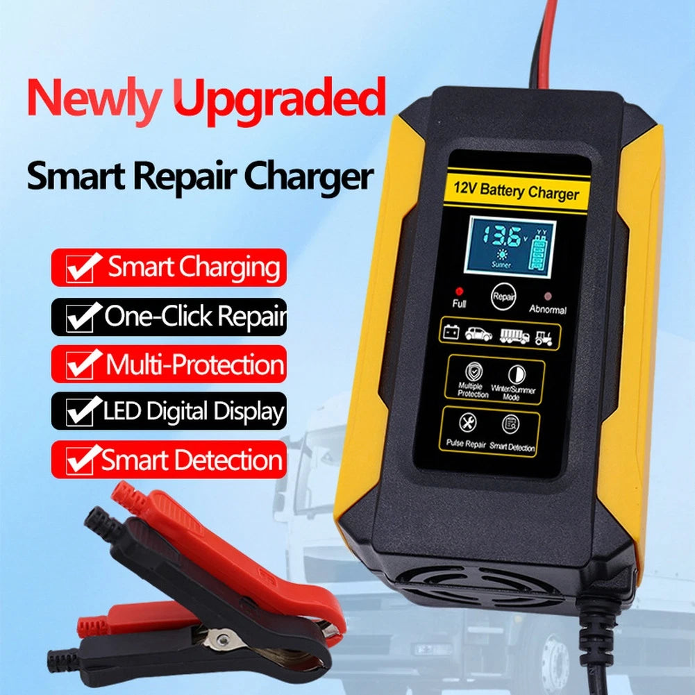 12V 6A Automatic Battery Charger with Temperature Control for Car Motorcycle