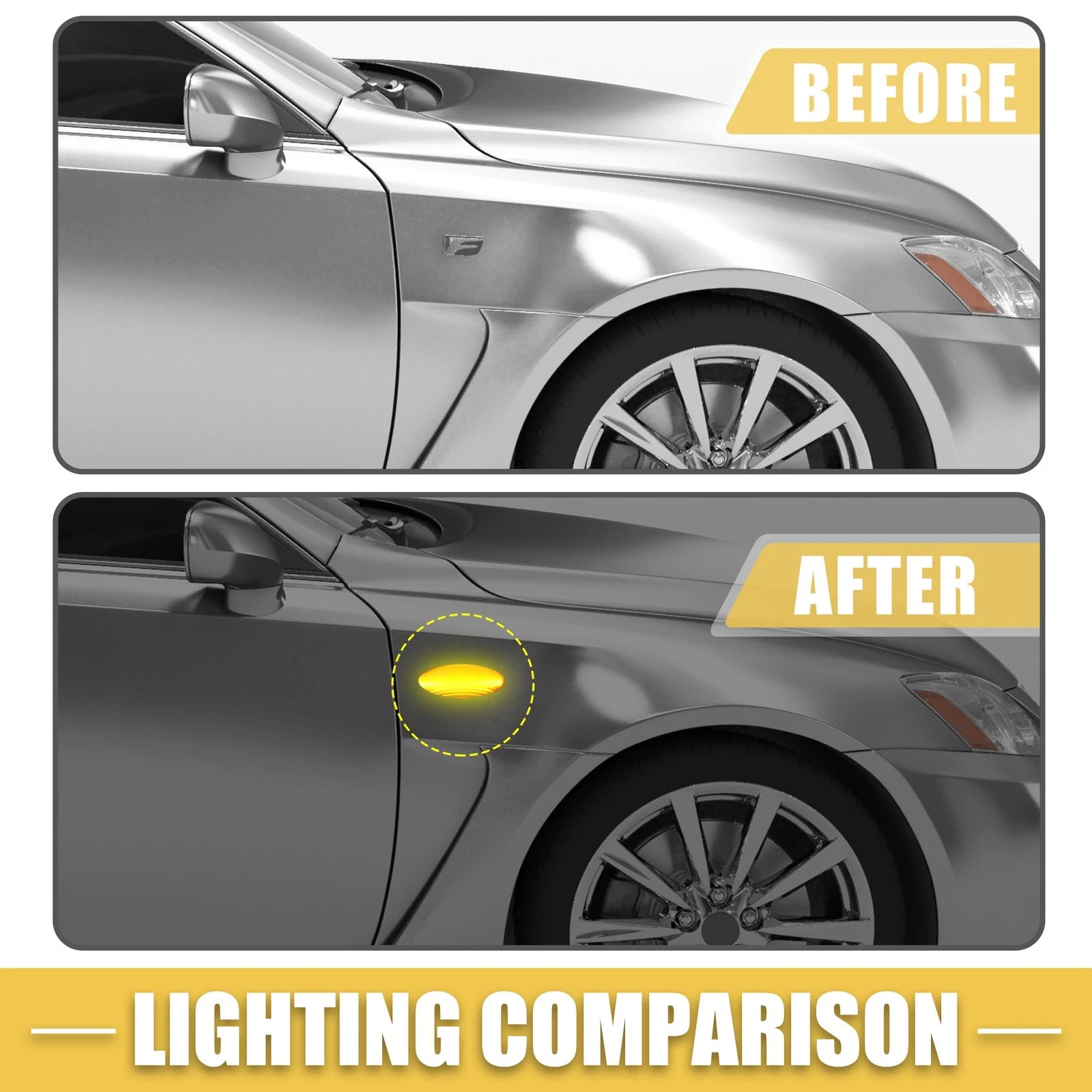 Front LED Side Marker Light for Toyota Yaris Clear Amber (2012–2019)