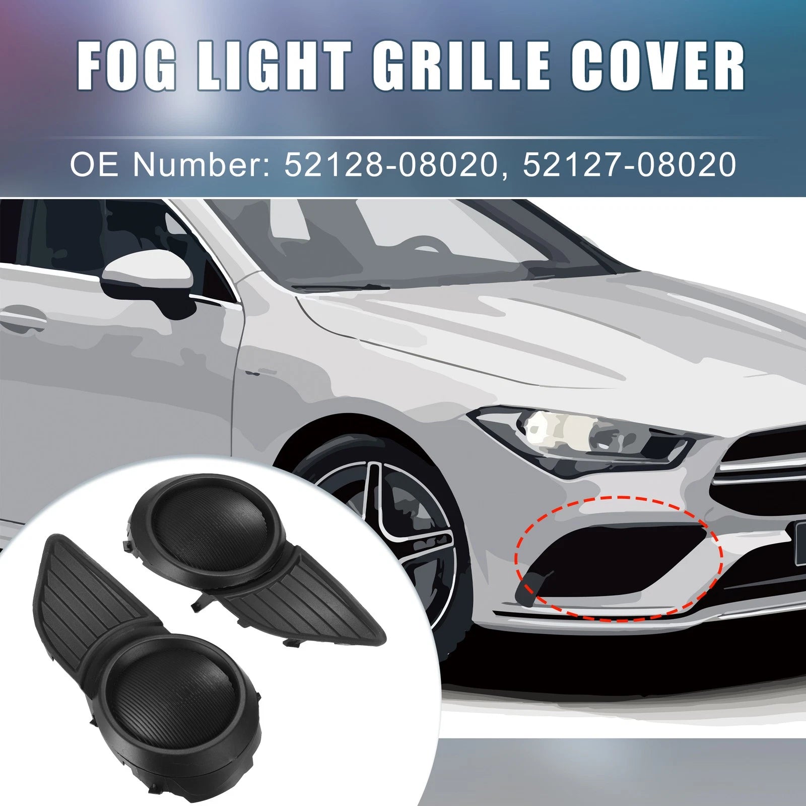 Fog Light Grille Cover Left Right Replacement for Toyota Sienna (2011–2020)