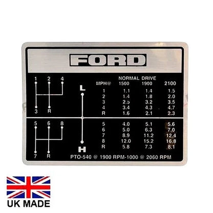 Gear Change Decal for Ford 4000 5000 7000 4600 (1970–1980)