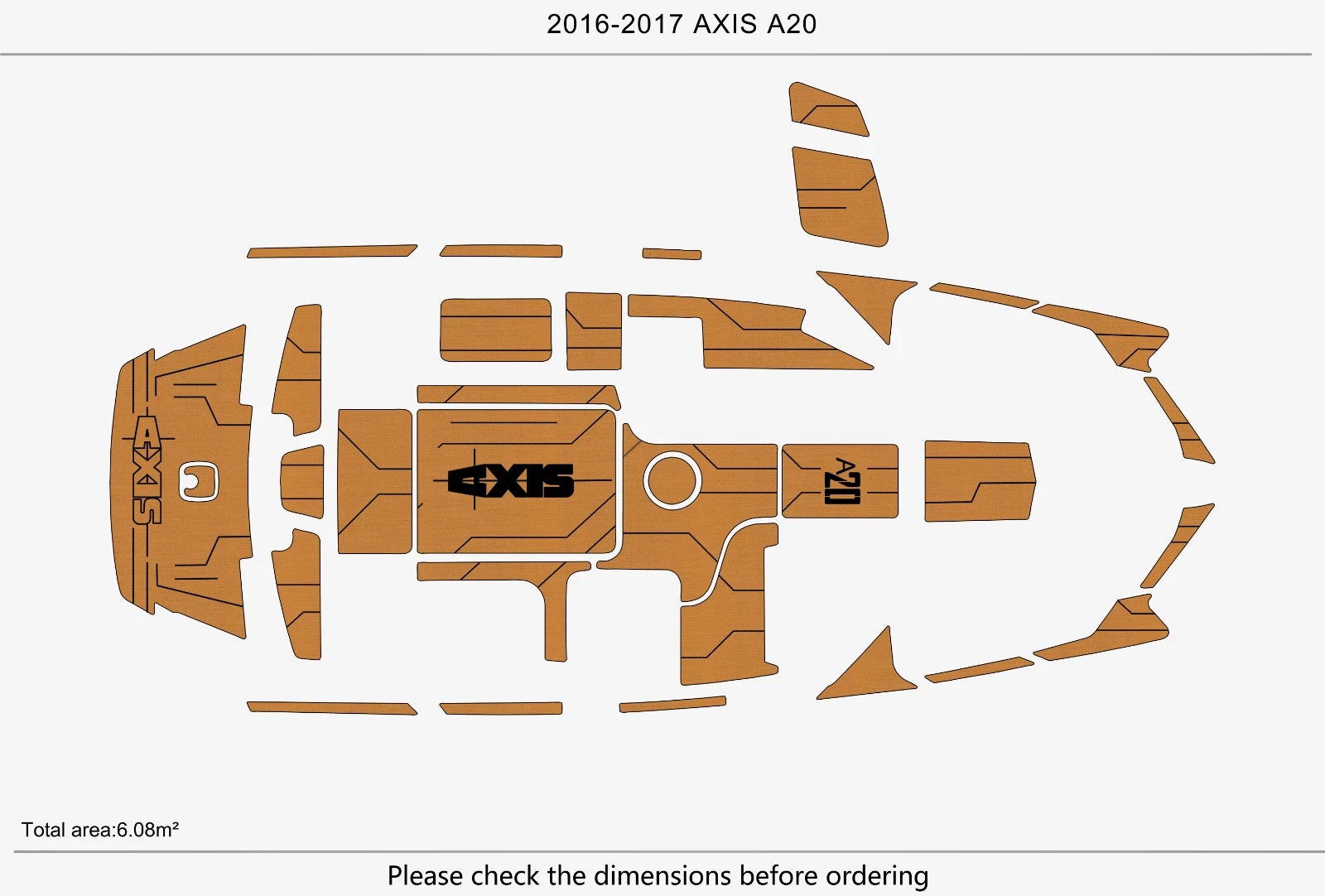 EVA Pads Flooring for AXIS A20 (2016) - Teak Deck Mat