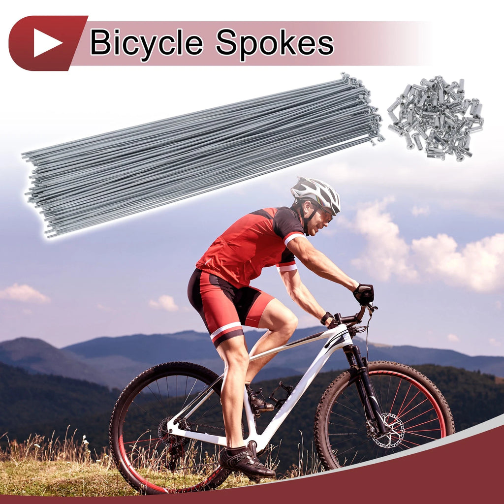 Set 14G Bicycle Spokes 275mm Carbon Steel Galvanized for 1 Wheel (72 Pack)