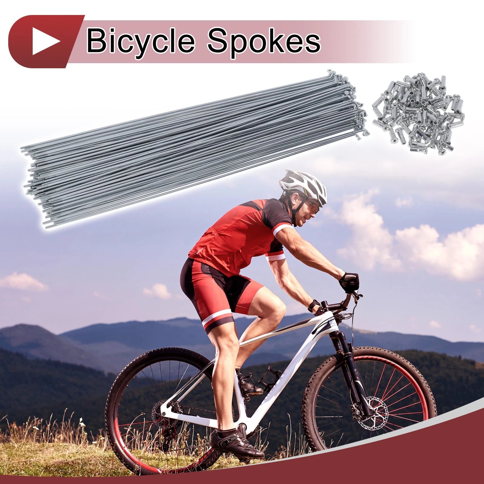 Set 14G Bicycle Spokes 275mm Carbon Steel Galvanized for 1 Wheel (72 Pack)