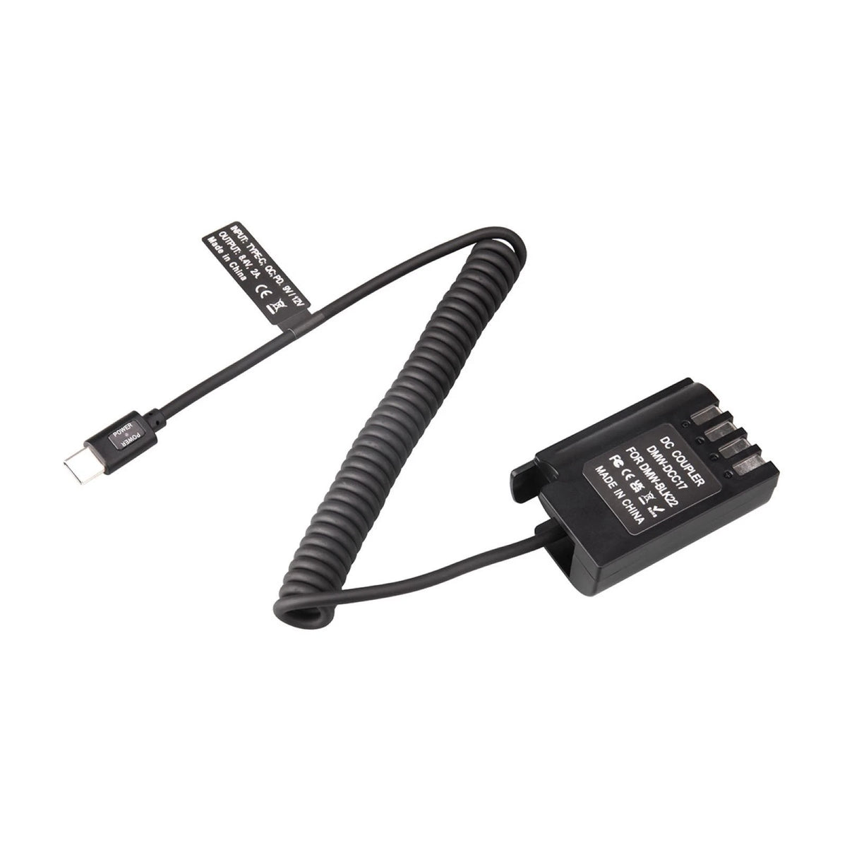 USB-C to DMW-BLK22/DCC17 Dummy Battery Power Cable for Panasonic GH3 (2012–2013)