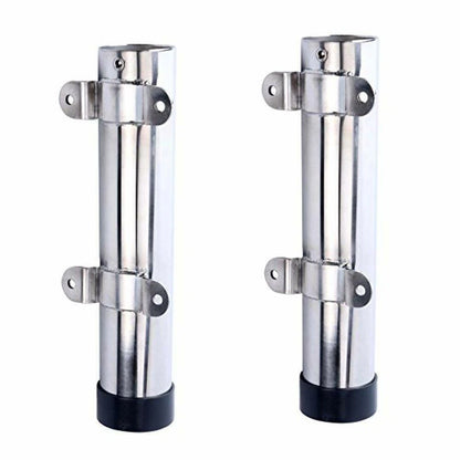2Pcs Stainless Steel Side Mounted Fishing Rod Holder with Weld Brackets