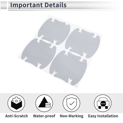Set of 4 Door Handle Cup Covers for Universal Fit (90x100mm, Carbon Fiber)