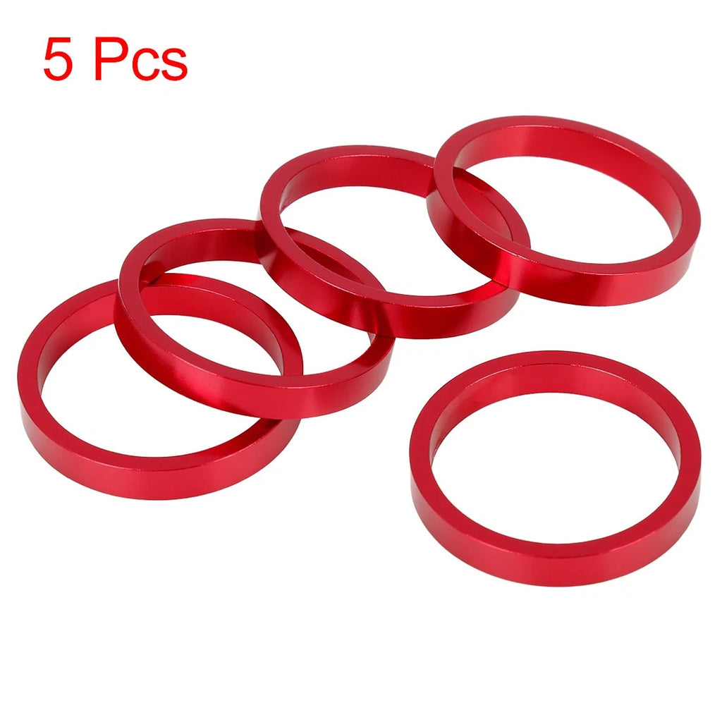 5mm Bicycle Handlebar Stem Spacer Set for 11/8 Inch Stem Red Aluminum