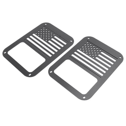 2X Rear American Flag Tail Light Cover Protector for Jeep Wrangler JK (2007–2016)