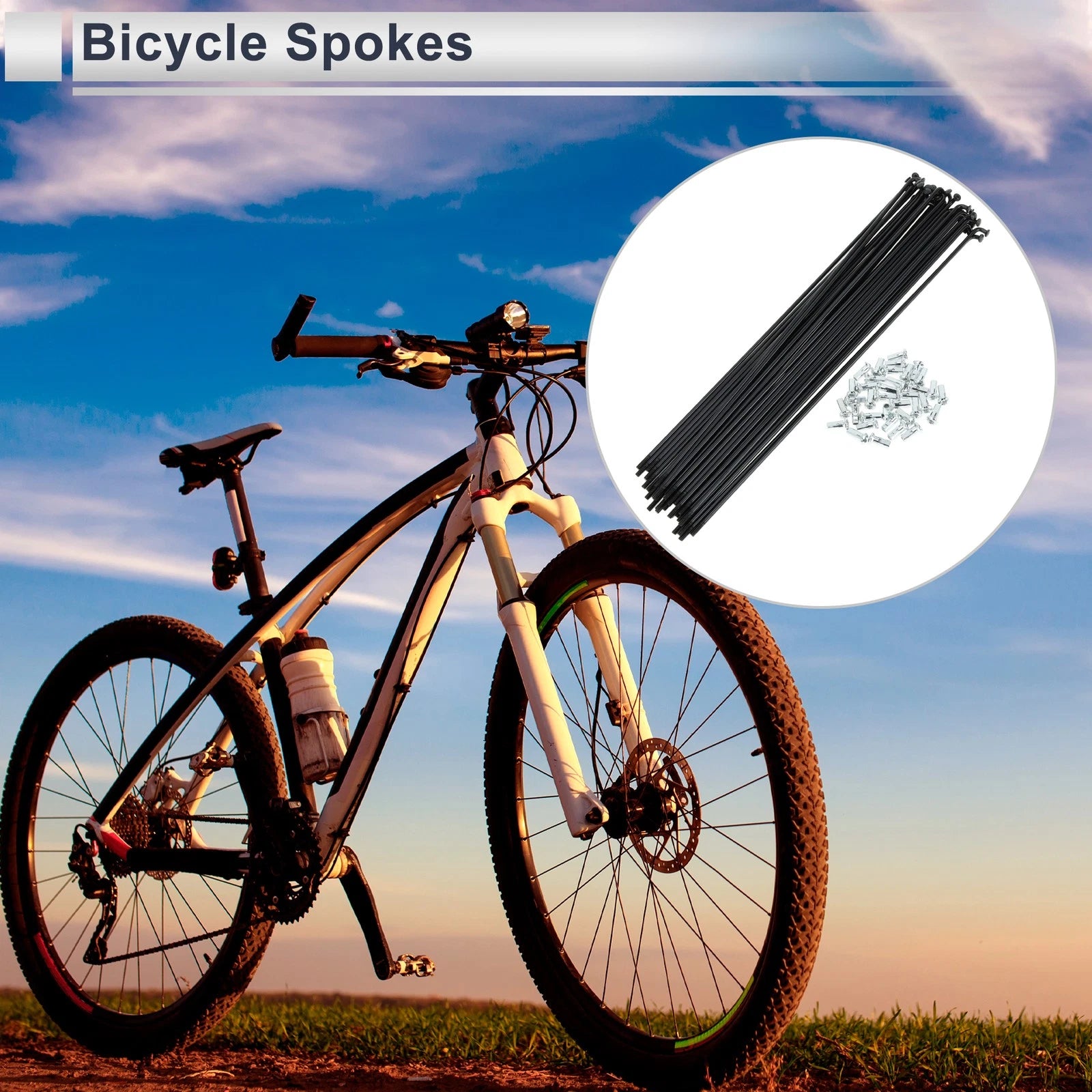 Bicycle Spokes Nipple Set 251mm Length Carbon Steel Black for Universal (—)
