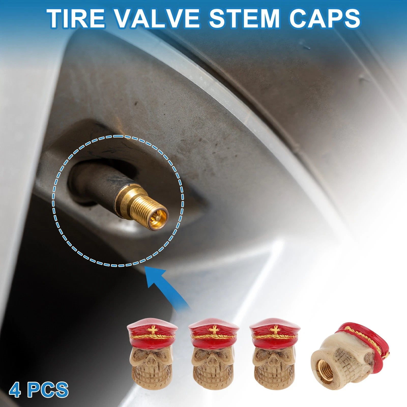 Tire Valve Stem Caps Dust Covers Red 4 Pack for Car Bicycle
