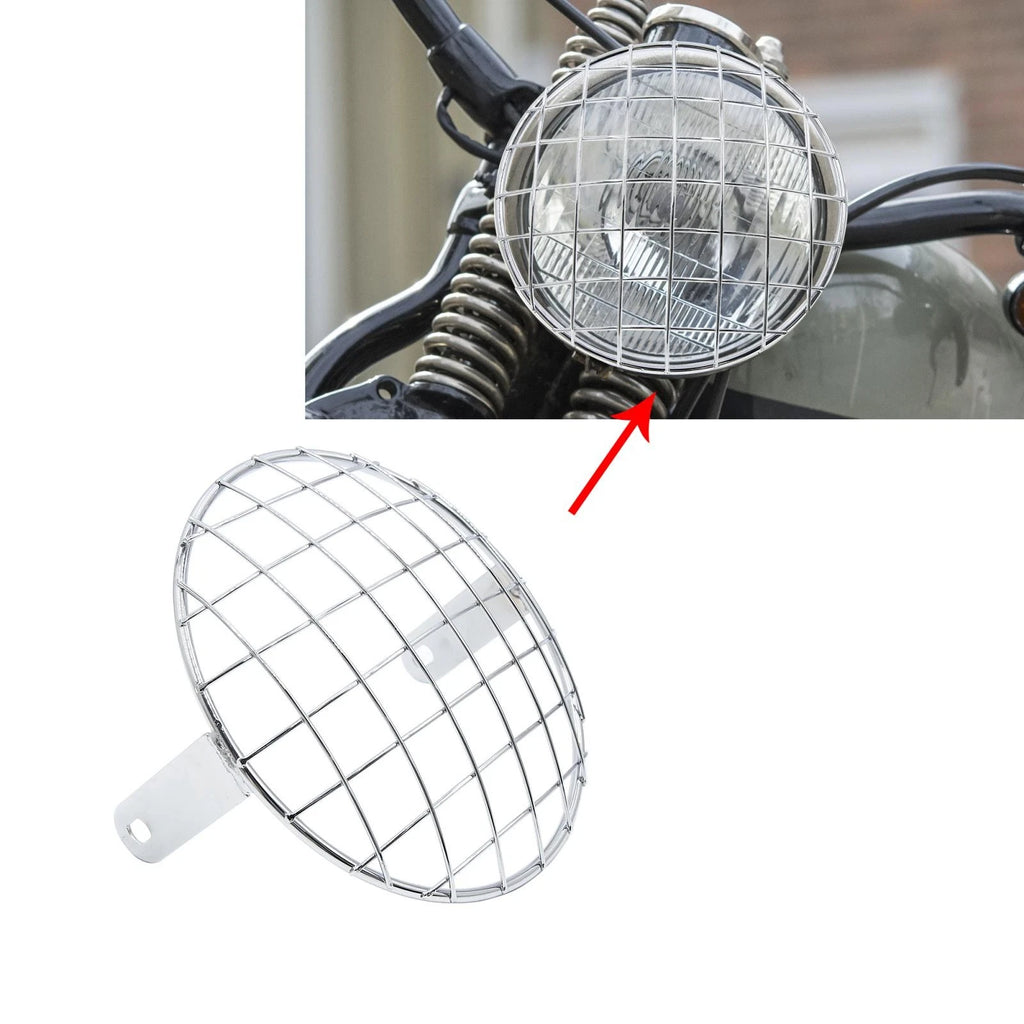 7.8" Chrome Plating Metal Headlight Mesh Grill for Harley
