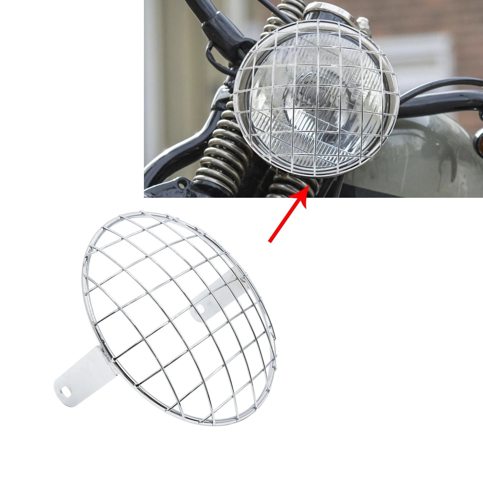 7.8" Chrome Plating Metal Headlight Mesh Grill for Harley
