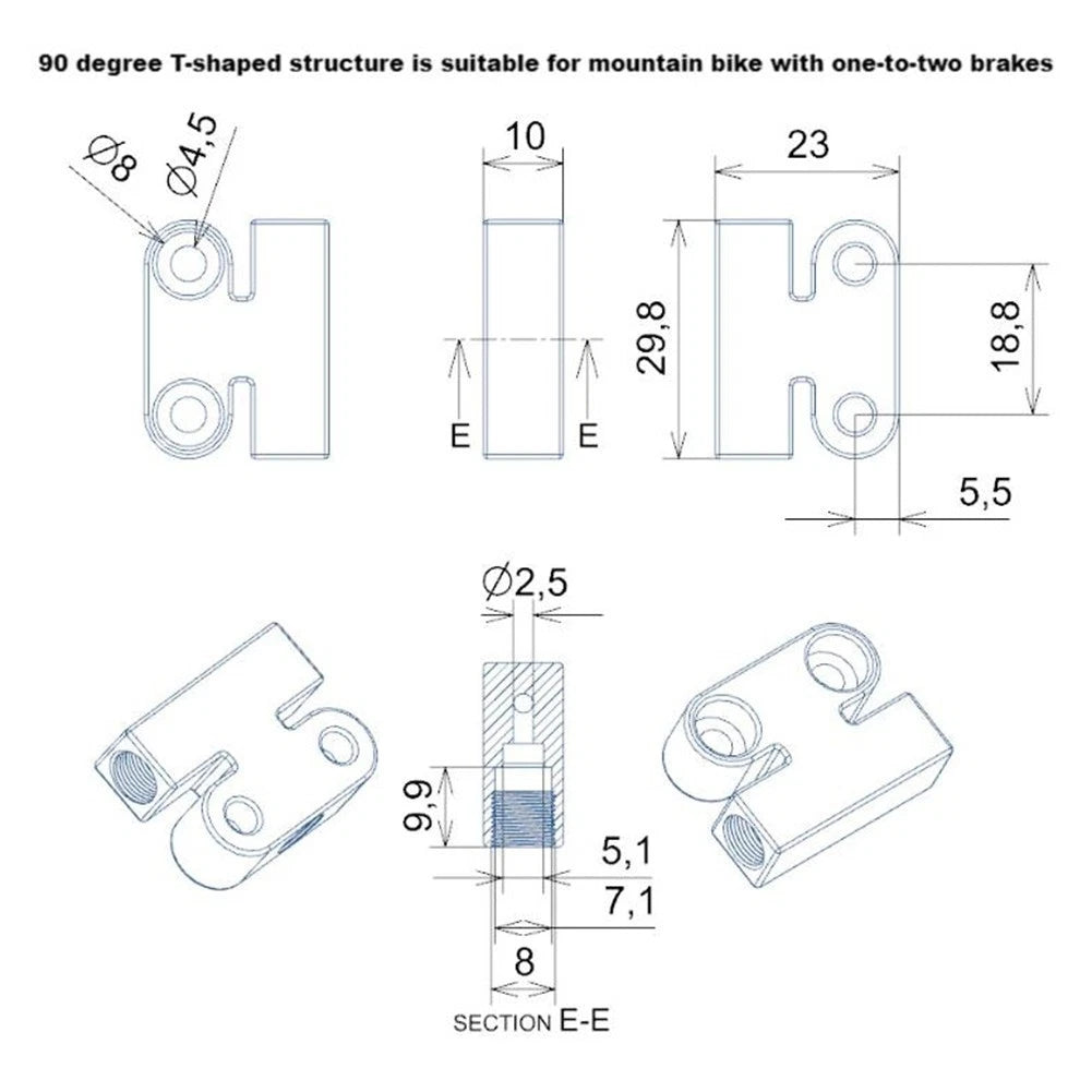 1-to-2 Adapter Brake Line Converter for Bicycles - Aluminum Dual Output