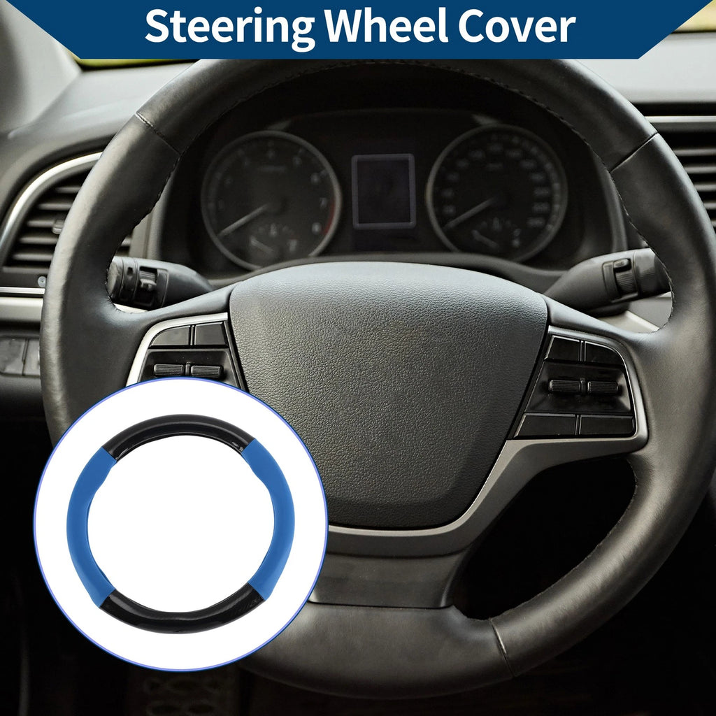 Steering Wheel Cover for - 14.96" Black Blue