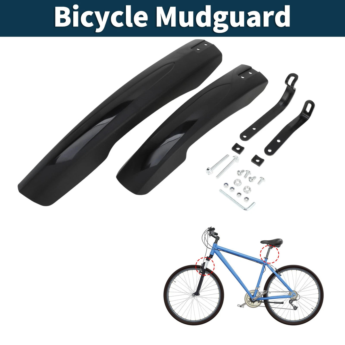 MTB Bicycle Mudguard Front Rear Set for Road Bike (13.19–17.91 in)