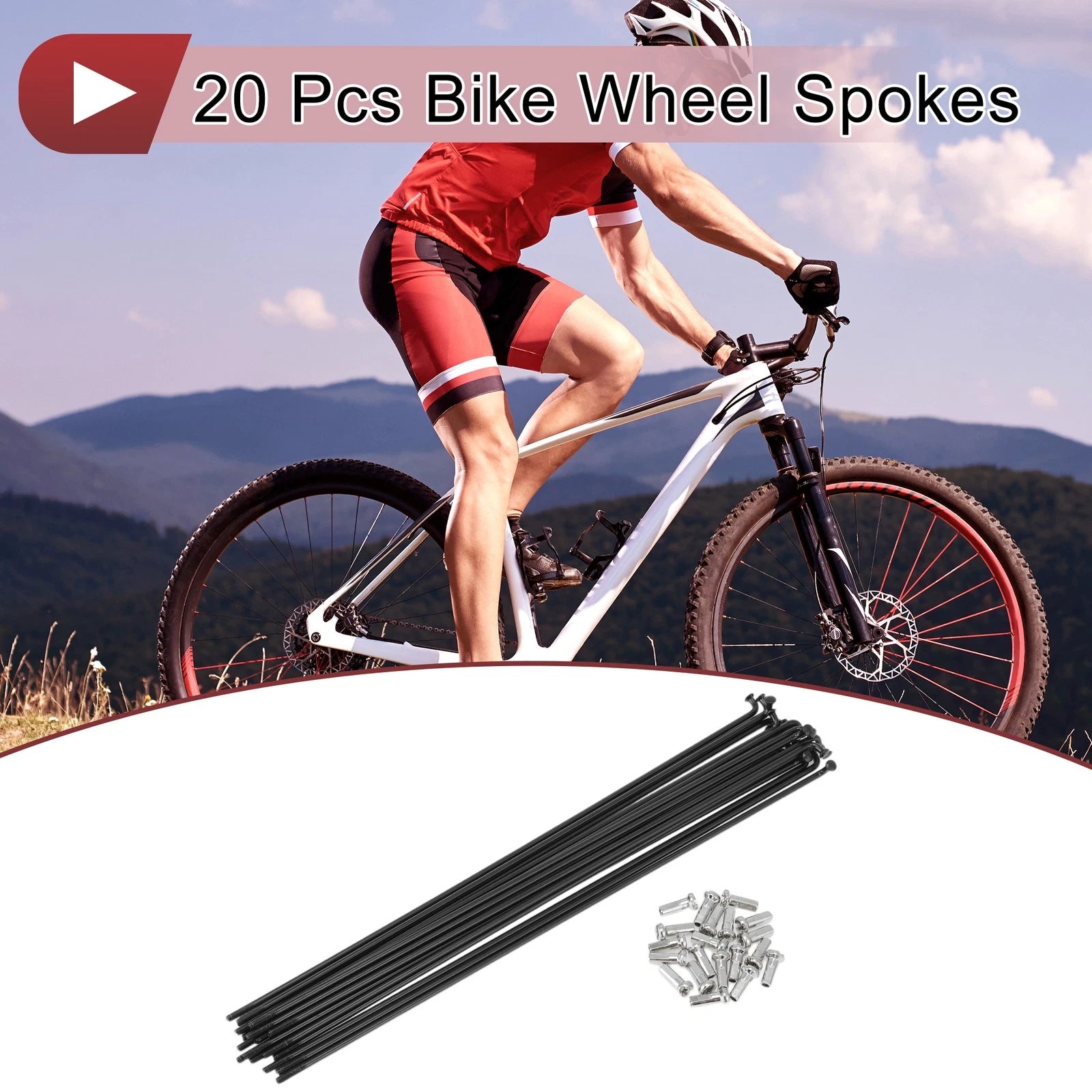 Bicycle Spokes Set 209mm 304 Stainless Steel Black for 13G Wheels (20)