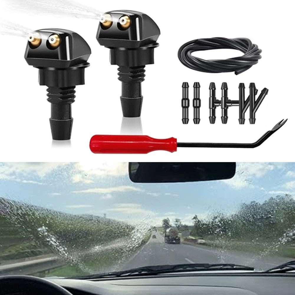 Front Windshield Washer Nozzles & Adapter Hose for