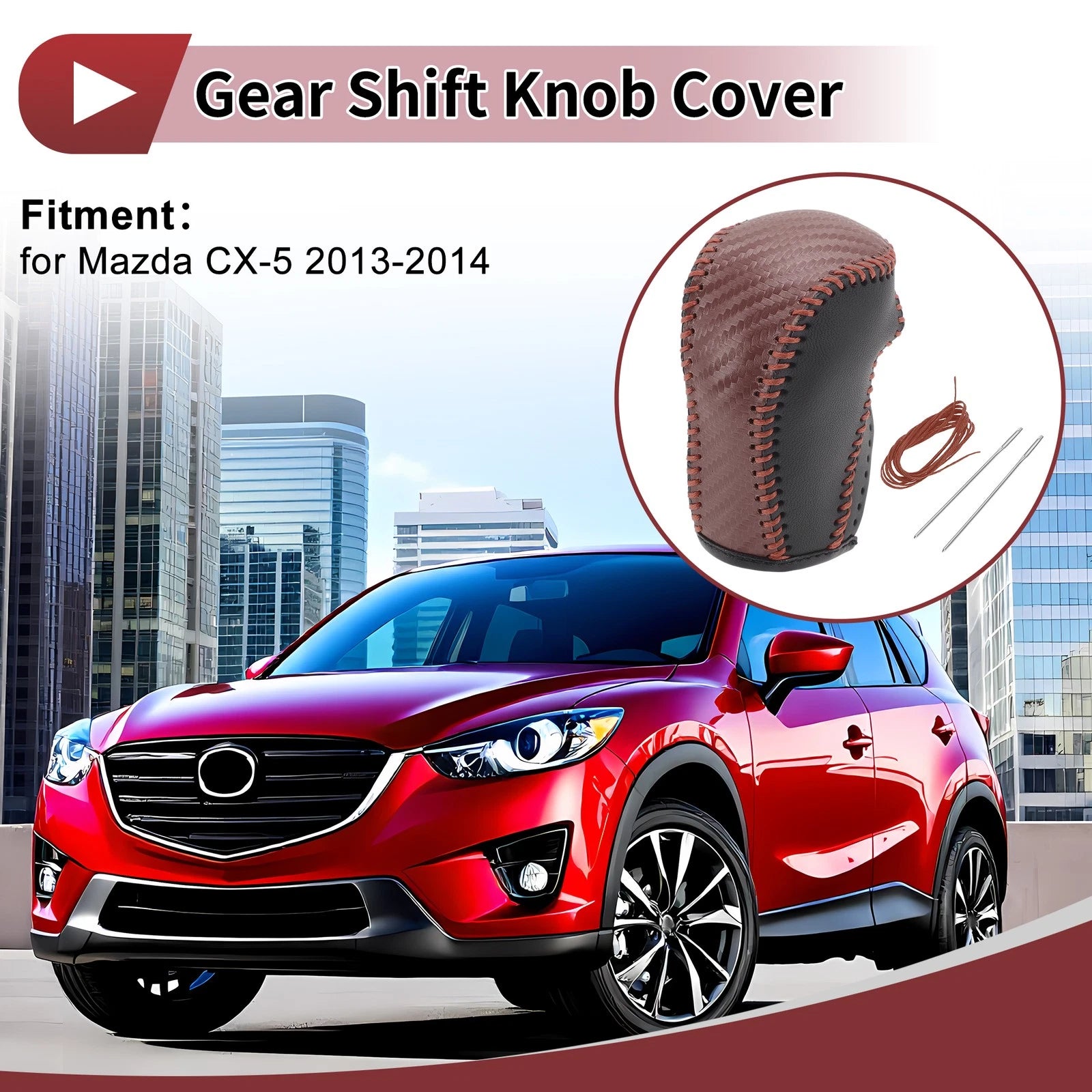 Gear Shift Knob Cover Replacement for Mazda CX-5 (2013–2014) Faux Leather