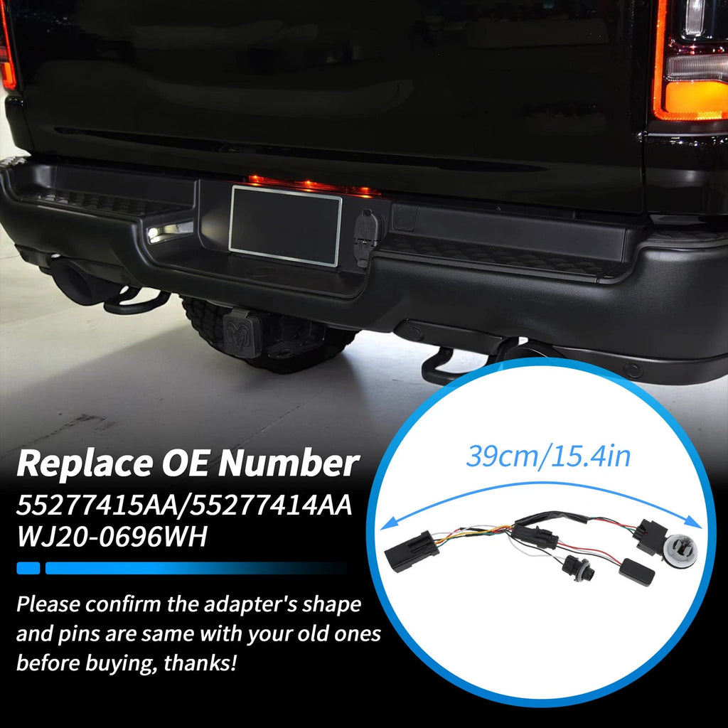 2X Tail Light Converter Harness Wiring Assembly for Ram 2500 3500 (2013–2018)