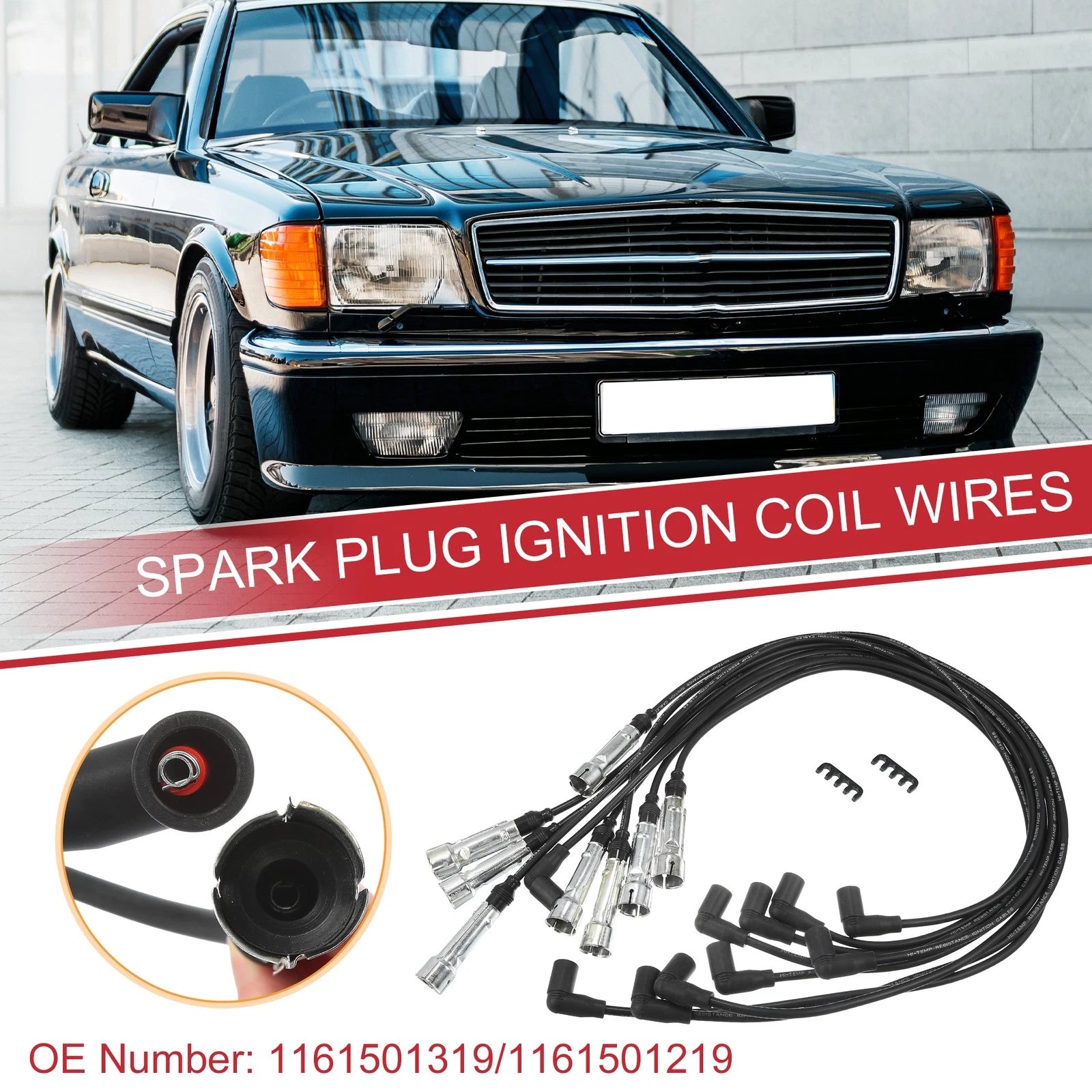 Spark Plug Wire Ignition Coil Cable Set for Mercedes-Benz 380SE (1970–1981)