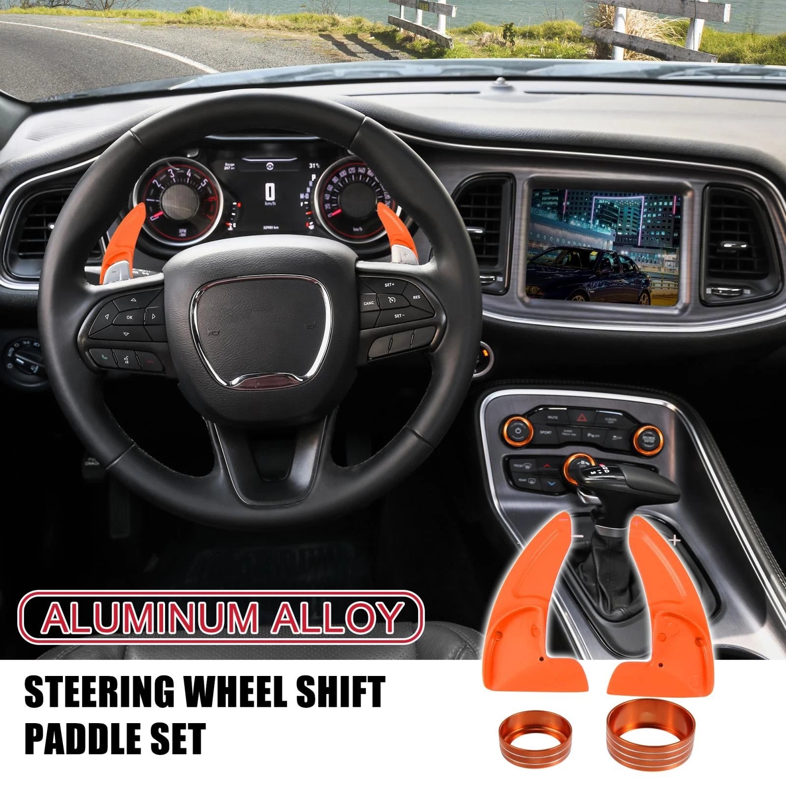 Interior Paddle Shifter AC Volume Knob Cover for Dodge Charger (2015–2023)