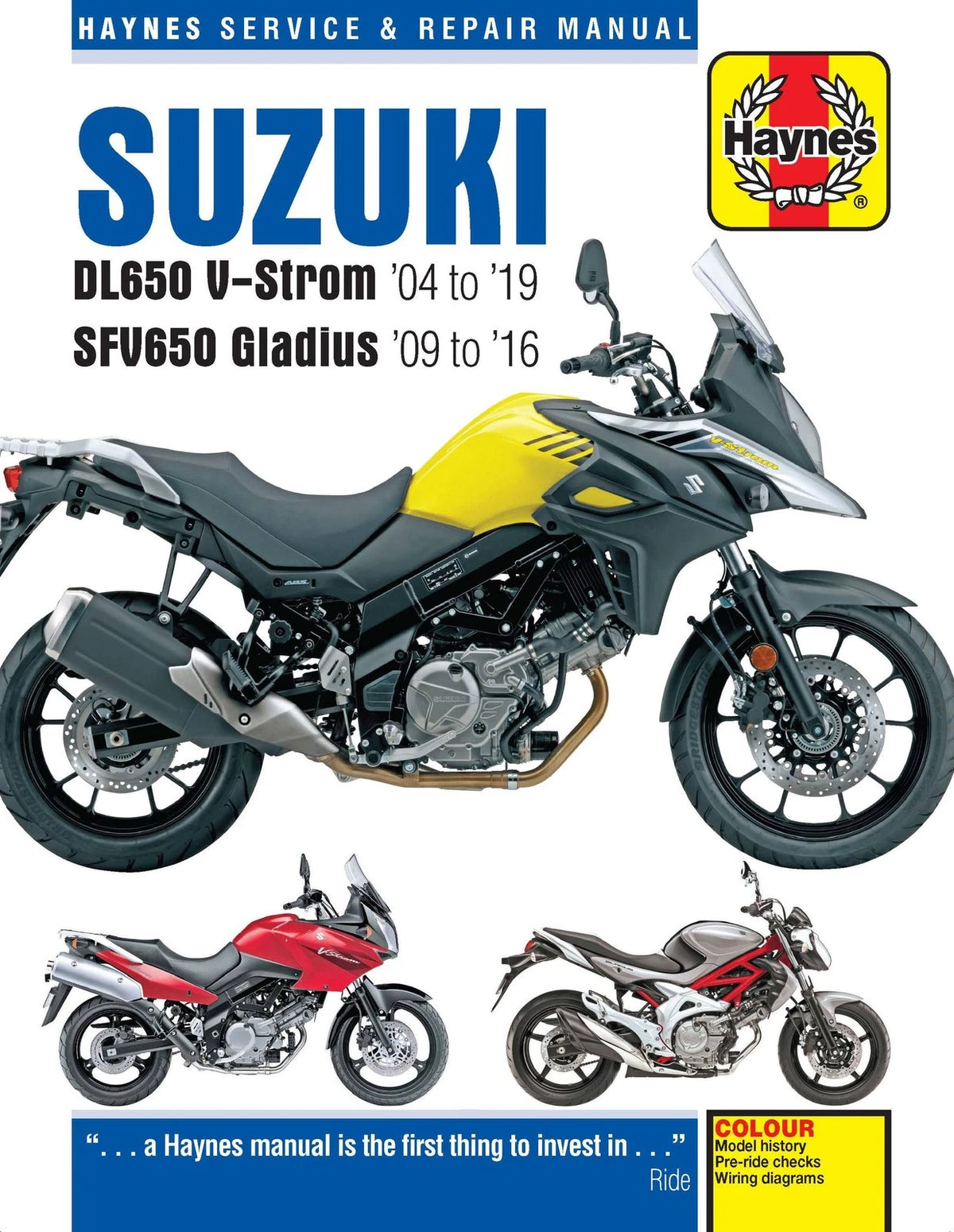 Haynes Manual for Suzuki DL650 V-Strom (2004–2019) & SFV650 Gladius (2009–2016)
