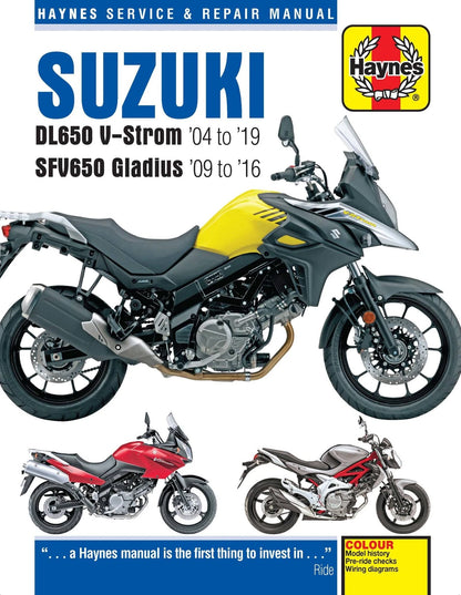 Haynes Manual for Suzuki DL650 V-Strom (2004–2019) & SFV650 Gladius (2009–2016)