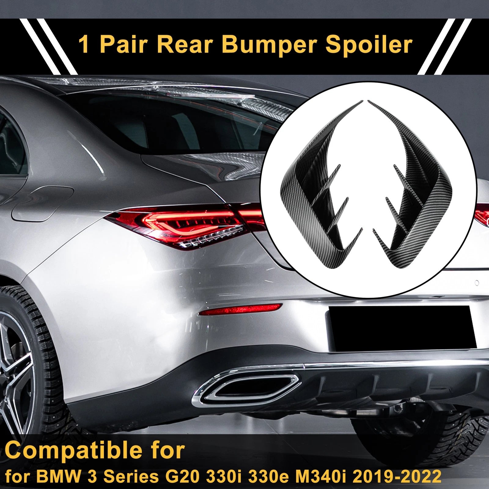 Rear Bumper Spoiler Pair Replacement for BMW 3 Series G20 (2019–2022)